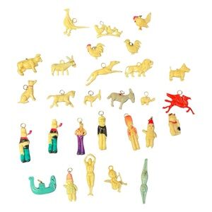 CRACKER JACK 1930’s-40’s Vintage 28 pc Celluloid Charms Bundle - EUC